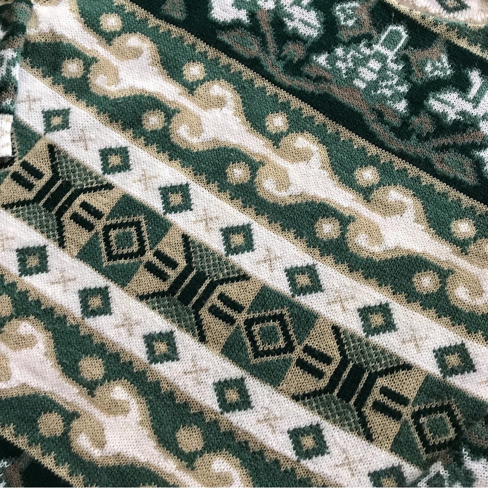 Vtg 80s Retro Abstract Leaf Print Patterned Sweat… - image 6